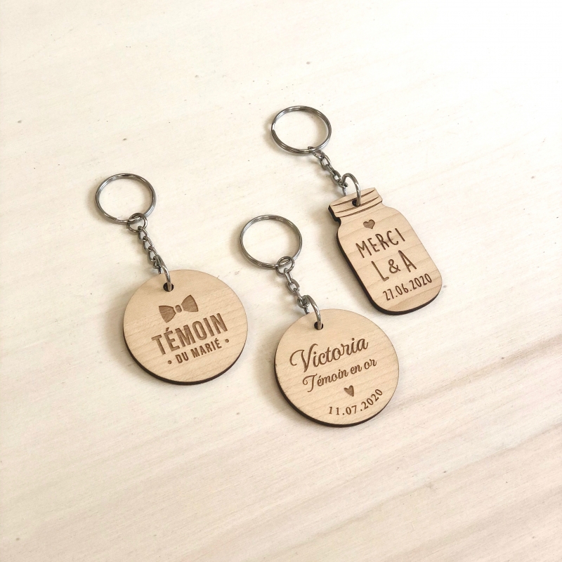 Porte clé Personnalisé en Bois recto-verso, Ajouter votre logo cadeau  personnalisé, anniversaire, mariage, Porte clé personnalisable -  France