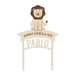 Cake topper anniversaire en bois personnalisé savane safari