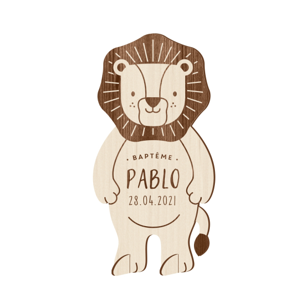 Faire-part original baptême lion thème savane