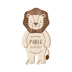 Faire-part original baptême lion thème savane