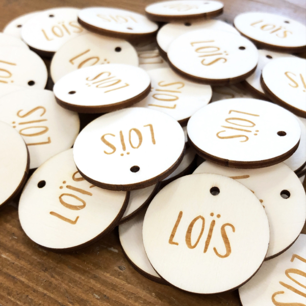 Étiquette en bois personnalisée anniversaire baptême