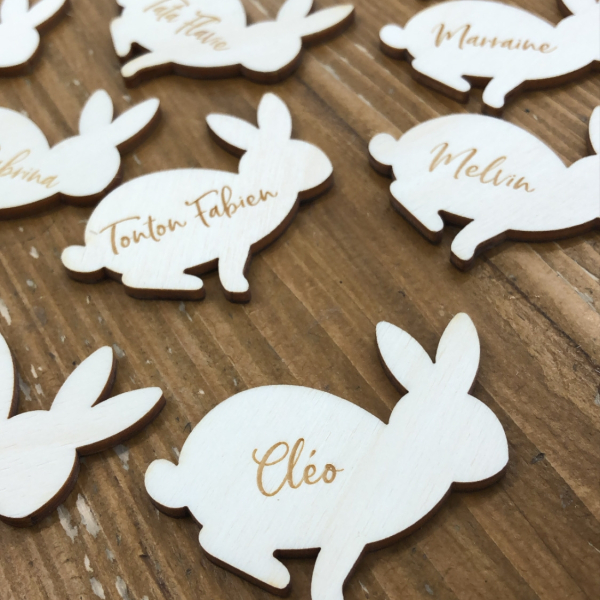 Marque-places originaux personnalisés lapin thème bunny