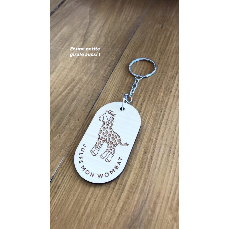 Cadeau nounou / Crèche / Miroir, magnet, porte-clé personnalisé / Girafe