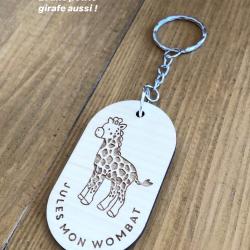 Porte-clés girafe en bois personnalisé