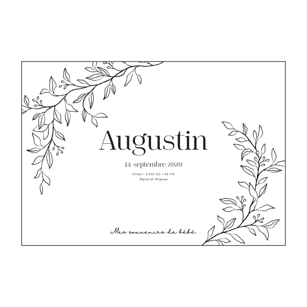 Coffret de naissance personnalisé motif végétal