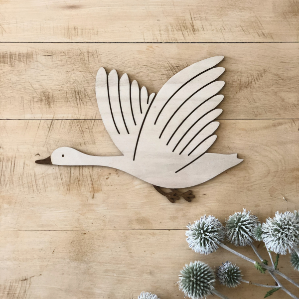 Décoration oie en bois, cadeau naissance original