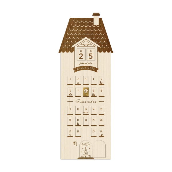 Calendrier de l'Avent en bois, maison de campagne