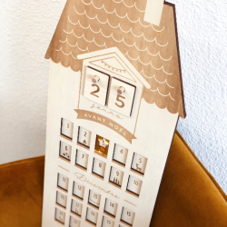 Calendrier de l'Avent en bois original maison de campagne