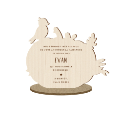 Faire-part en bois naissance citrouille