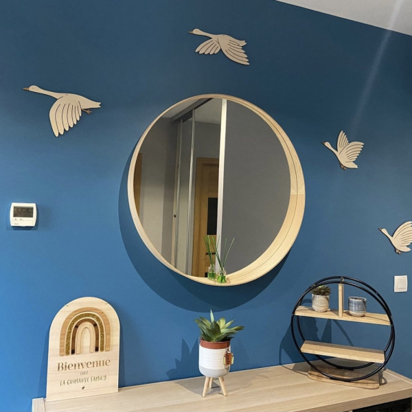Décoration poétique en bois enfant chambre envolée d'oies sauvages