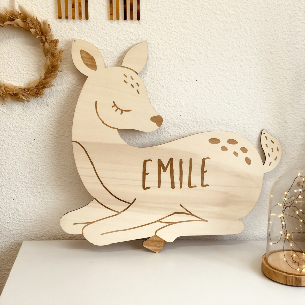 Enseigne murale personnalisée biche thème forêt