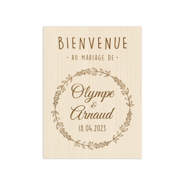Panneau de bienvenue en bois couronne de lavande