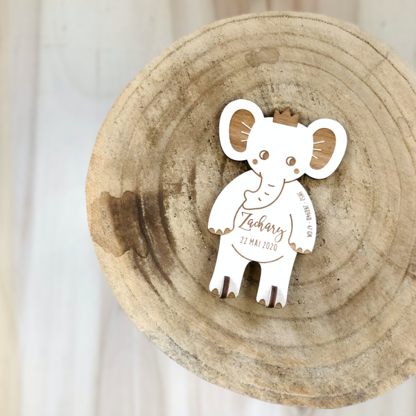 Faire-part éléphant en bois à personnaliser