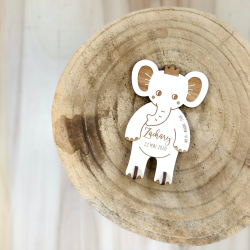 Faire-part éléphant en bois à personnaliser