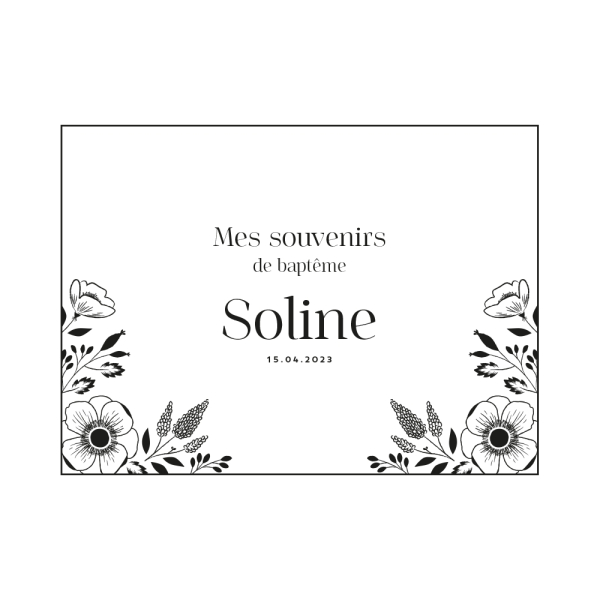 Coffret souvenirs baptême de bébé, modèle fleuri