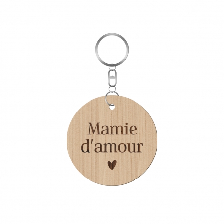 Porte-clé en bois mamie d'amour fête des grand-mères