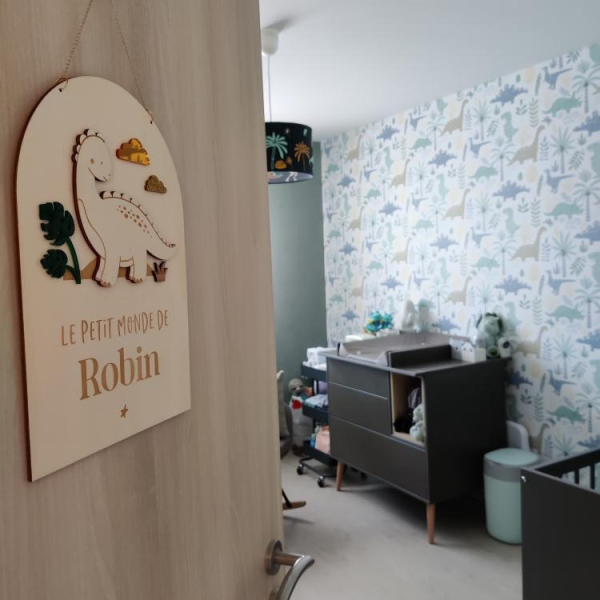 Pancarte de porte chambre enfant modèle dinosaure