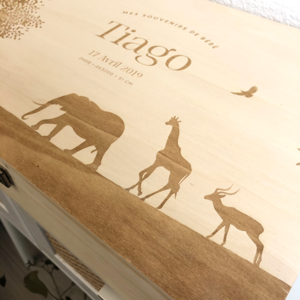 Coffret naissance personnalisé thème savane