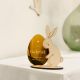 Décoration personnalisée lapin de Pâques en bois et son oeuf