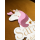 Cake topper anniversaire personnalisé thème licorne