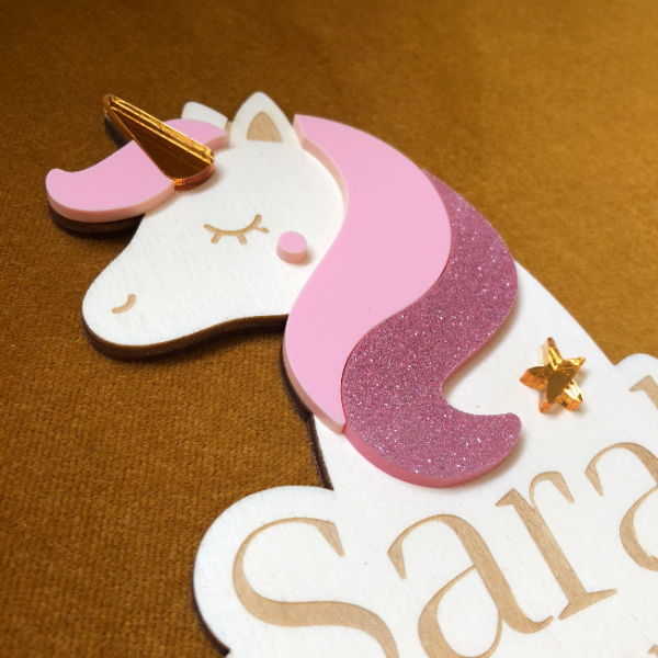 Cake topper anniversaire personnalisé thème licorne
