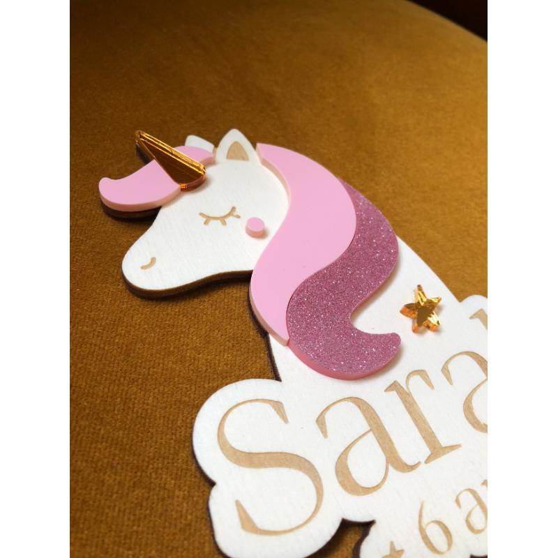 Cake topper anniversaire licorne ou cheval personnalisé