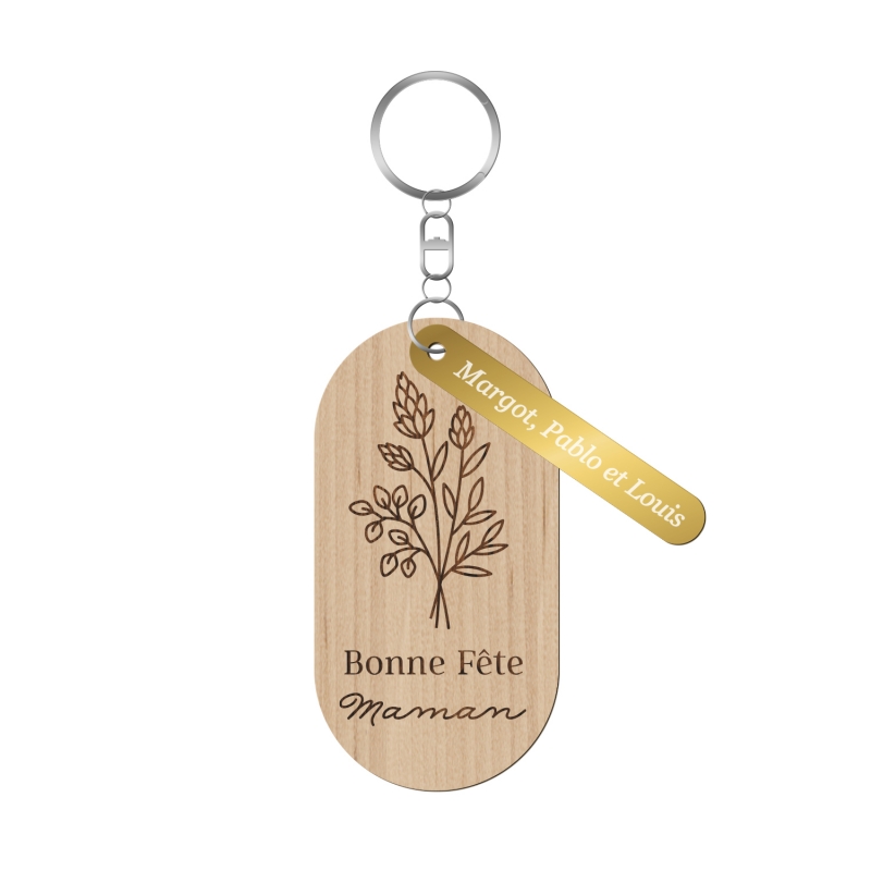 Porte-clé en bois personnalisé fête des mères - Print Your Love