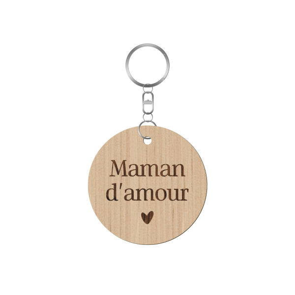 Porte-clé en bois maman d'amour, cadeau fête des mères