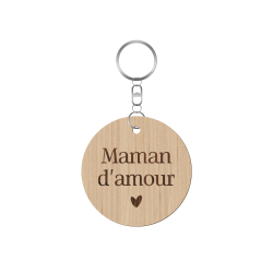 Porte-clé en bois maman d'amour, cadeau fête des mères
