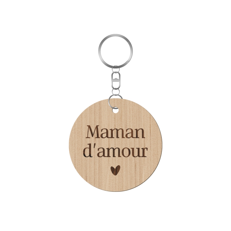 Porte-clés en bois personnalisé, cadeau Maman - Print Your Love