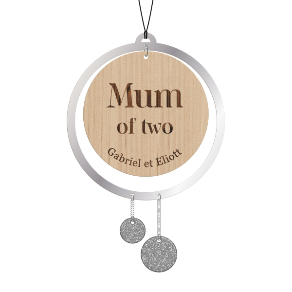Cadeau personnalisé, bijou de rétroviseur voiture mum of 2