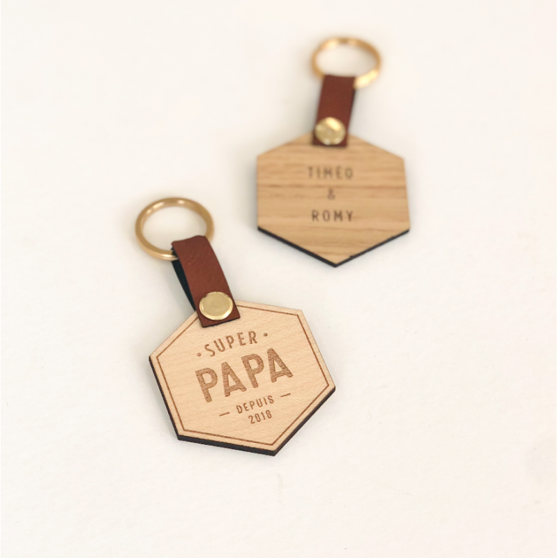 Porte-clés personnalisé bois Papa