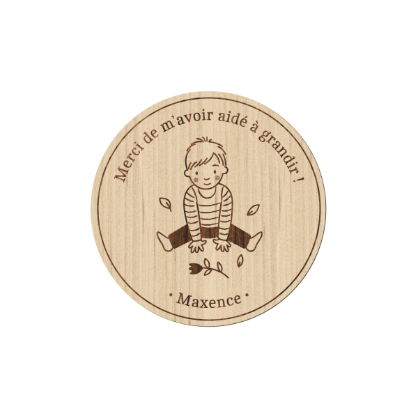 Magnet en bois personnalisé portrait enfant, cadeau maîtresse nounou