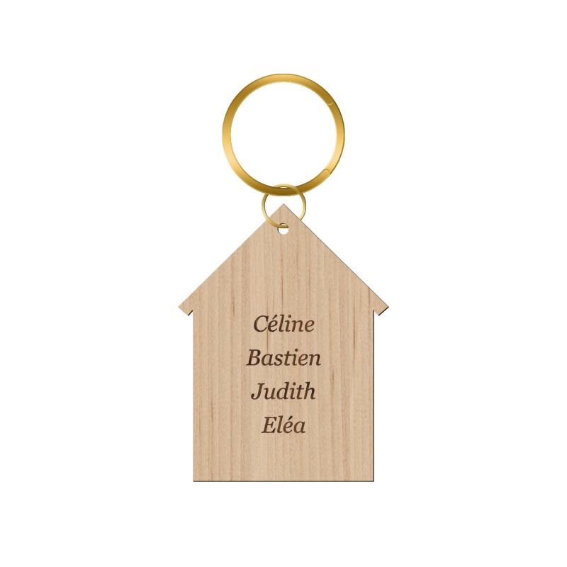 PORTE-CLÉS EN BOIS PERSONNALISÉ FAMILLE - CADEAU NOUVELLE MAISON - DÉTAILS