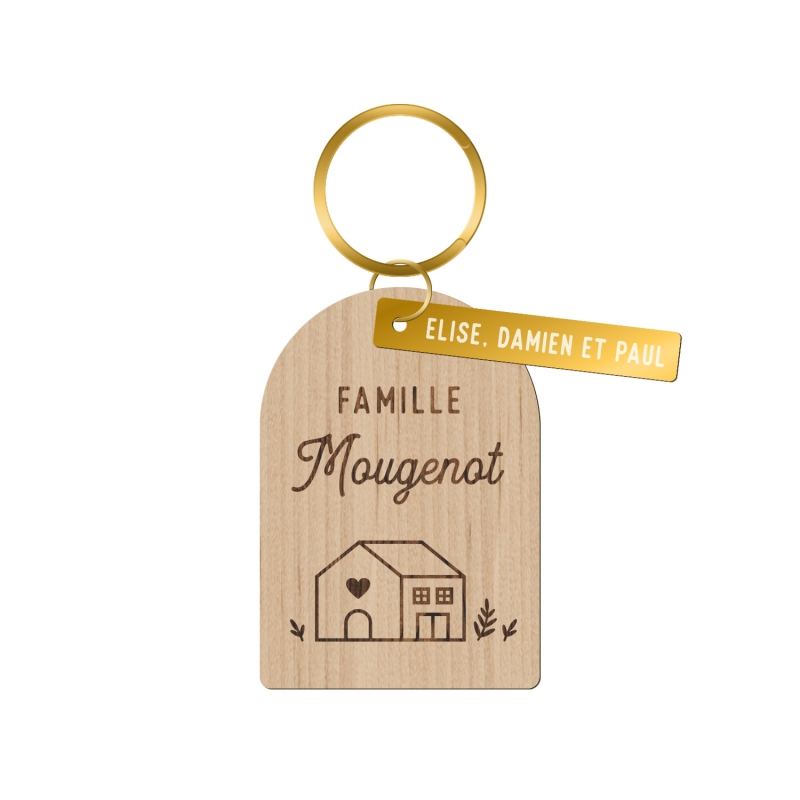 Porte clé personnalisé famille en bois - Porte clés bois et cuir -  creationsdere