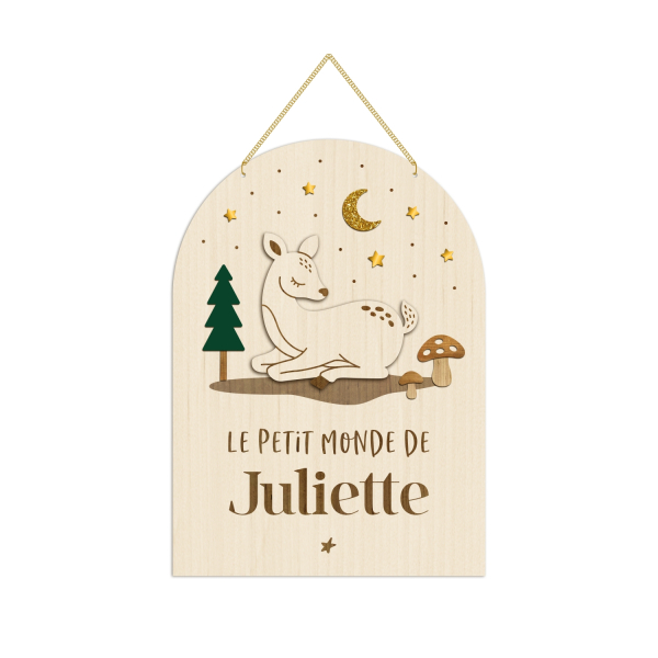 Décoration murale personnalisée chambre enfant forêt faon