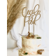 Cake topper mariage en bois personnalisé calligraphie moderne