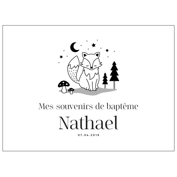 Boîte personnalisée souvenirs de baptême thème forêt