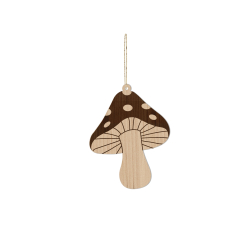 Décoration en bois champignon, suspension sapin de Noël