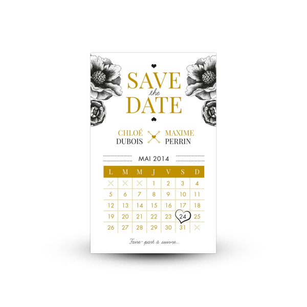 Save the date Anémones thème Gatsby chic et rétro