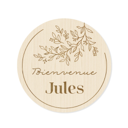 Pancarte annonce naissance en bois, personnalisation prénom bébé