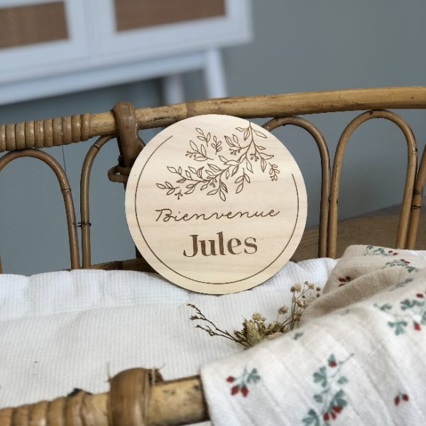 Carte en bois personnalisée annonce naissance enfant