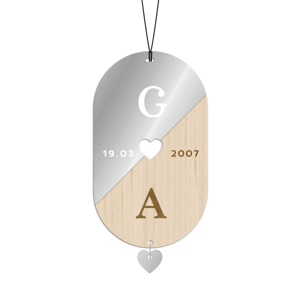 Bijou de voiture personnalisé initiales, cadeau Saint Valentin