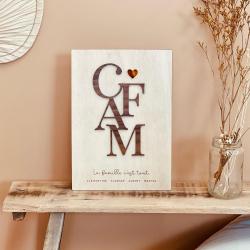 Décoration en bois personnalisée initiales famille