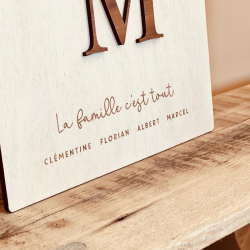 Décoration personnalisée en bois, initiales famille