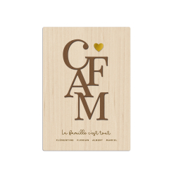 Affiche en bois personnalisée initiales, lettres d'amour