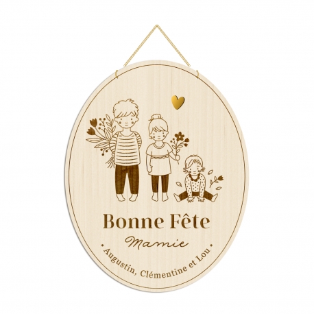 D&eacute;coration murale portrait petits enfants, cadeau personnalis&eacute; mamie