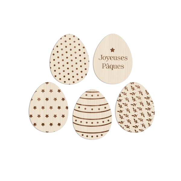 5 oeufs en bois pour chasse aux oeufs