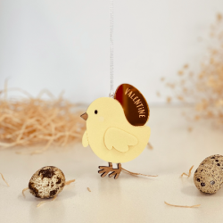 Décoration personnalisable arbre de Pâques poussin jaune