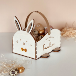 Panier Pâques personnalisable en bois lapin